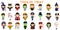 Mega set of Halloween party characters. Twenty four children in different costumes for Halloween on a white background . Cartoon,