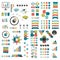 Mega set of infographics elements charts, graphs, circle charts, diagrams, speech bubbles. Flat and 3D design