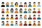 Mega set of persons, avatars, people heads different nationality in flat style