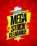 Mega stock clearance, sale banner design concept with shopping cart