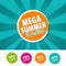 Mega summer outlet color banner and 10%, 20%, 30% & 40% Off Marks. Vector illustration.