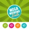 Mega weekend Sale color banner and 10%, 20%, 30% & 40% Off Marks. Vector illustration.