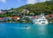 Mega yachts anchored in Gustavia harbor. It is the capital of Saint Barthelemy