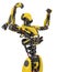 Mega yellow robot super drone victorious in a white background