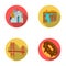 A megacity, a grand canyon, a golden gate bridge,donut with chocolate. The US country set collection icons in flat style