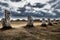 Megalith Stone Circle, Alignements De Lagatjar Near Finistere Village Camaret Sur Mer In Brittany, France