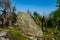 Megalithic stone -`seid`,  on mountain Vottovaara, Karelia, Russia