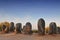 Megaliths of Cromlech of Almendres, Portugal.