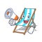 With megaphone beach chair character cartoon