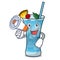 With megaphone blue hawaii character cartoon