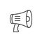Megaphone, bullhorn line icon, outline vector sign, linear style pictogram isolated on white.