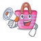 With megaphone cartoon on red shaped beach bag