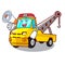 With megaphone Cartoon tow truck isolated on rope