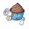 With megaphone chocolate cupcake character cartoon