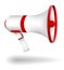 Megaphone, cinema director loudspeaker. Speeches of speaker at rallies, strikes and meetings. Color cartoon vector