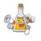 With megaphone cottonseed oil in a mascot bottle