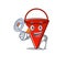 With megaphone fire bucket mascot shape on cartoon