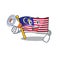 With megaphone flag malaysia in the cartoon shape