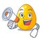 With megaphone golden egg cartoon for greeting card
