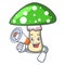With megaphone green amanita mushroom character cartoon
