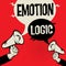 Megaphone Hand business concept Emotion versus Logic