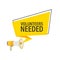 Megaphone Hand, business concept with text volunteers needed. Vector stock illustration