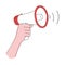 Megaphone in hand vector illustration. Loudspeaker in hand. Comic book style imitation.