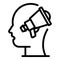Megaphone head idea icon, outline style