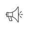 Megaphone icon vector. Line speaker symbol.