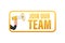 Megaphone label with join our team. Megaphone banner. Web design. Vector stock illustration