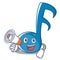 With Megaphone Music Note Character Cartoon