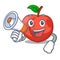 With megaphone nectarine with leaf isolated on cartoon