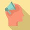 Megaphone neuromarketing icon, flat style