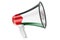 Megaphone with Palestinian flag, 3D rendering