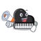 With megaphone piano character cartoon style