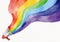 Megaphone  with rainbow  flag watercolor  brush style background.LGBT  Pride month texture concept