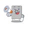 With megaphone rom drive mascot isolated with cartoon