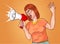 Megaphone shouting woman