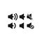 Megaphone sound speaker black isolated icon set.