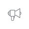 Megaphone, speaker, broadcast, share thin line icon. Linear vector symbol