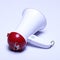 Megaphone speaker device, white red color, no logo