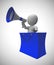 Megaphone used to make an announcement of discounts and promotions - 3d illustration