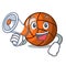 With megaphone volleyball character cartoon style