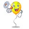 With megaphone yellow balloon cartoon in shape illustration