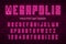 Megapolis neon light alphabet, realistic extra glowing font