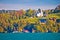 Meggenhorn Castle and idyllic lake Luzern landscape view