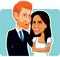 Meghan Markle and Prince Harry Vector Editorial Caricature