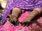 Mehndi applied on the hands of a Muslim bride in India