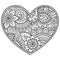 Mehndi flower pattern in form of heart for Henna drawing and tattoo. Decoration in ethnic oriental, Indian style. Valentine`s day