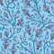 Mehndi leaves and flowers pattern grouped into twisted branches. Seamless oriental floral texture